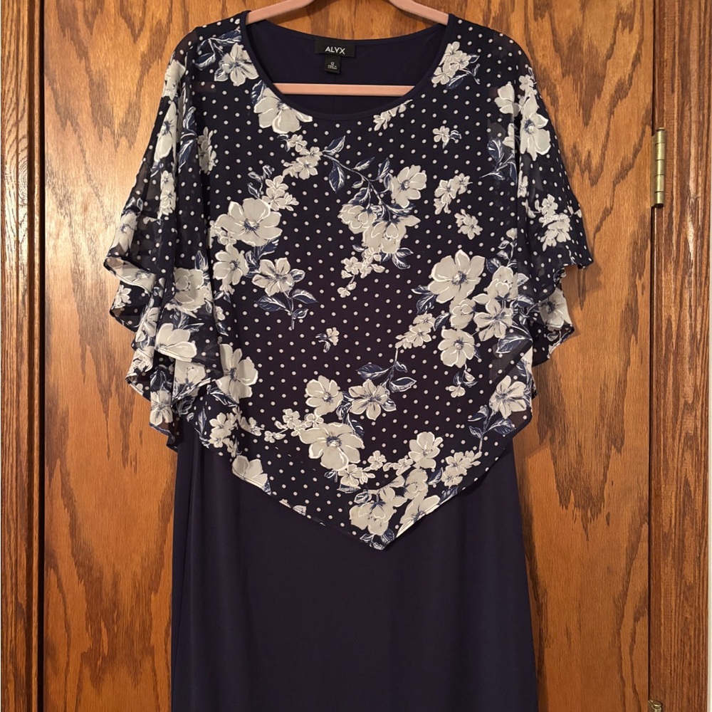 NEW PRICE DROP! NWOT Alyx Size 12 Navy Dress With Overlay